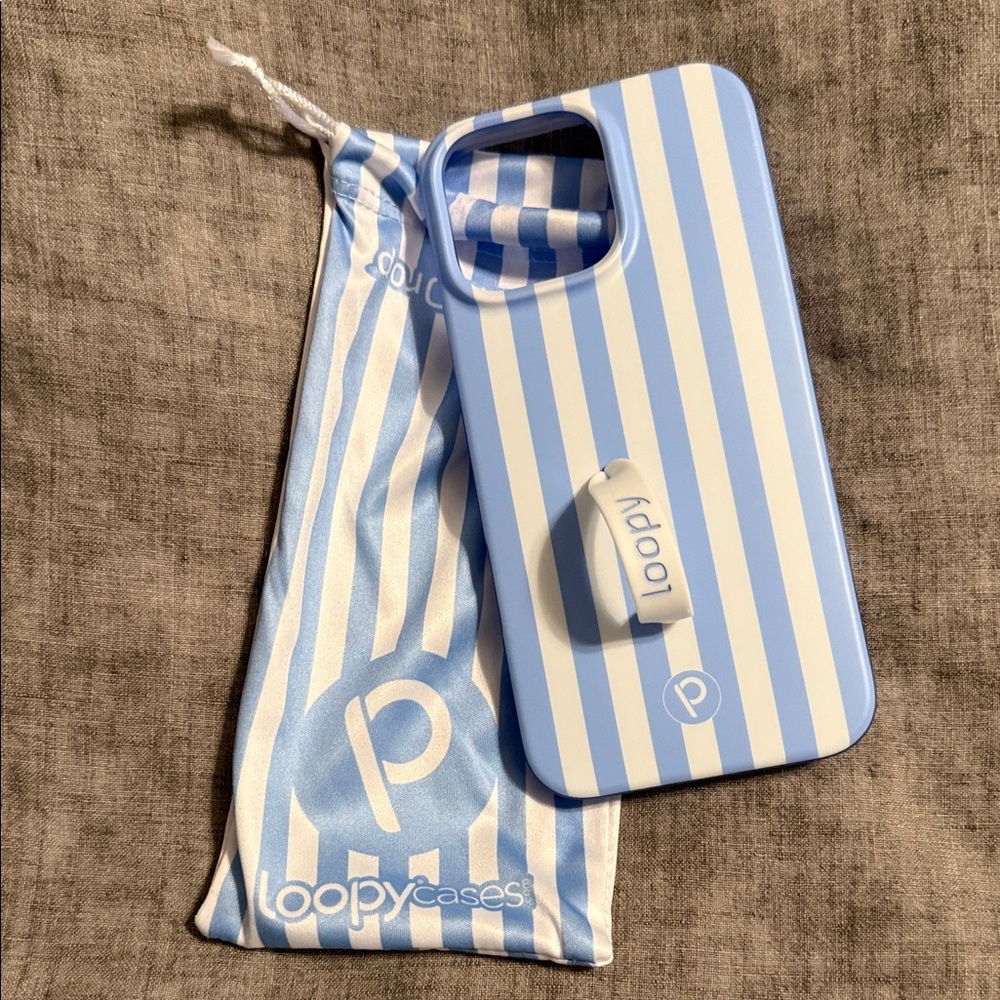 Loopy iPhone 16 Pro Max Case Blue and White Stripe